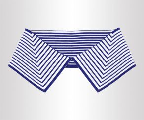 廠家批發(fā)藍(lán)白條紋雙面絲光棉T恤短袖橫機領(lǐng)